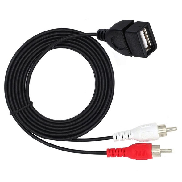 JUNSUNMAY USB 2.0 Female to 2 x RCA Male Video Audio Splitter Adapter Cable, Length:1.5m