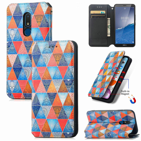 For Nokia C3 CaseNeo Colorful Magnetic Leatherette Phone Case(Rhombus Mandala)