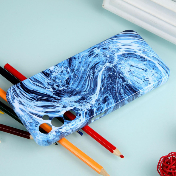 For Samsung Galaxy S22+ 5G Marble Pattern Phone Case(Navy Blue White)