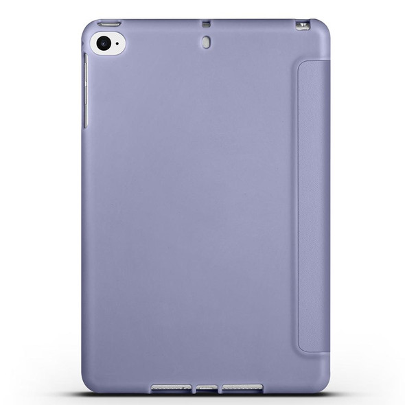 For iPad mini 5 / 4 / 3 / 2 / 1 3-folding TPU Horizontal Flip Leatherette Tablet Case with Holder(Lavender Grey)