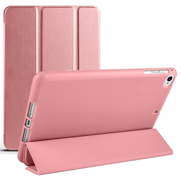 For iPad 9.7 2018 / 2017 / Air 2 / Air 3-folding TPU Horizontal Flip Leatherette Tablet Case with Holder(Rose Gold)