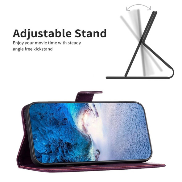 For Xiaomi Redmi 10 2022 Plaid Embossed Leather Phone Case(Purple)
