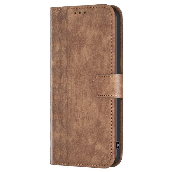 For Xiaomi Redmi 10 2022 Plaid Embossed Leather Phone Case(Brown)