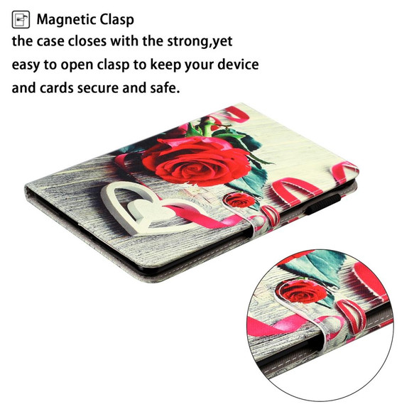 For Galaxy Tab A 8.0 (2019) T290 Cross Texture Painted Horizontal  Leatherette Case with Sleep / Wake-up Function & Card Slot & Holder & Wallet(Red Rose)