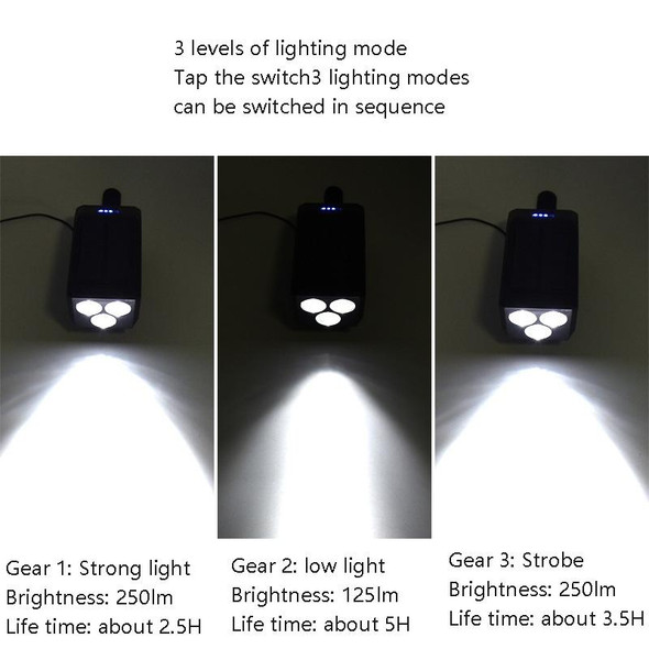 TG-ZX019 Solar Bicycle Headlight Flashlight Night Riding Strong Light USB Charging Rainproof Light(Blue )