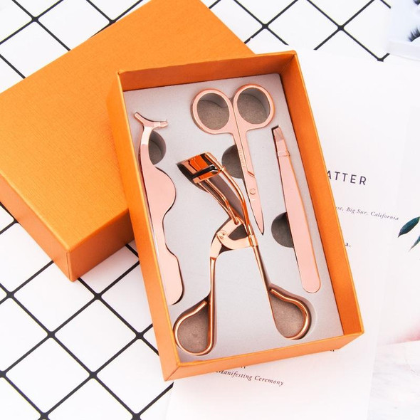 2 PCS 4 In1 False Eyelash Assistant Eyebrow Clipper Beauty Tool(Rose Gold)