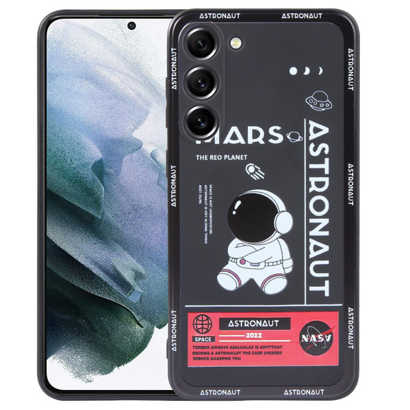 For Samsung Galaxy S21 5G Astronaut Pattern Silicone Straight Edge Phone Case(Mars Astronaut-Black)