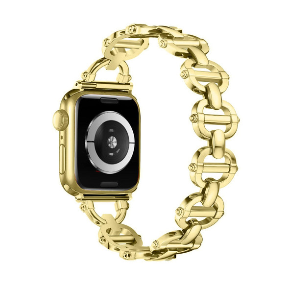 Ladder Buckle Metal Watch Band For Apple Watch Ultra 49mm(Gold)
