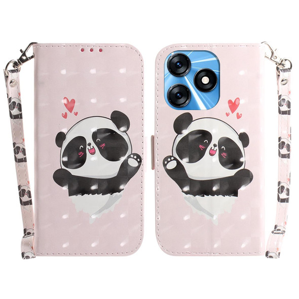For Tecno Spark 10 / Spark 10C 3D Colored Horizontal Flip Leatherette Phone Case(Heart Panda)