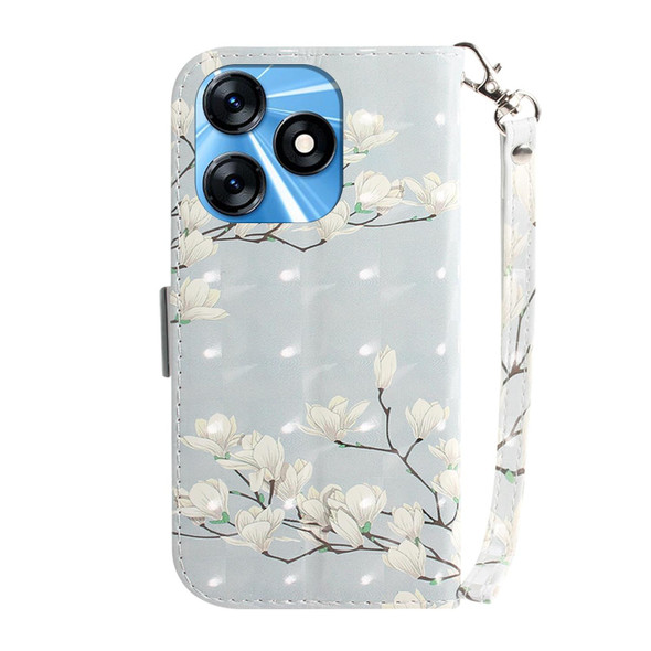 For Tecno Spark 10 / Spark 10C 3D Colored Horizontal Flip Leatherette Phone Case(Magnolia)