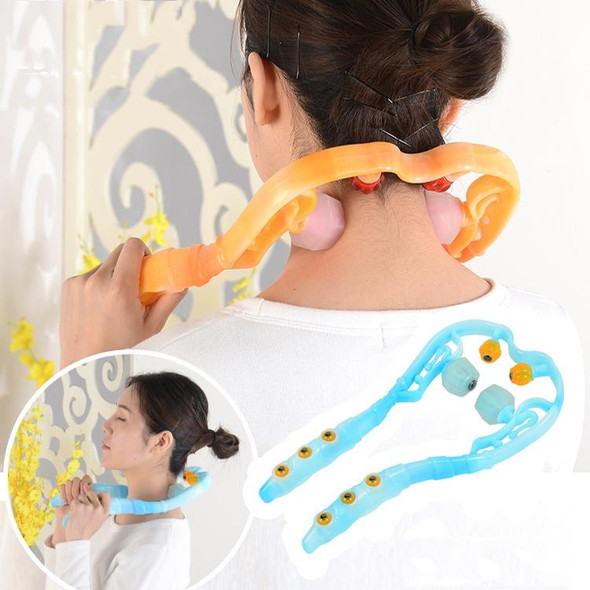 3 PCS Manual Cervical Massager Home Multi-Function Shoulder And Neck Massage Roller, Shape: Strengthen Magnetic Therapy Blue