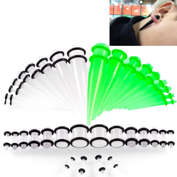 36PCS Unisex Acrylic Ear Expansion Ear Extender 14G-00G Accessories Set (Transparent + Noctilucan)