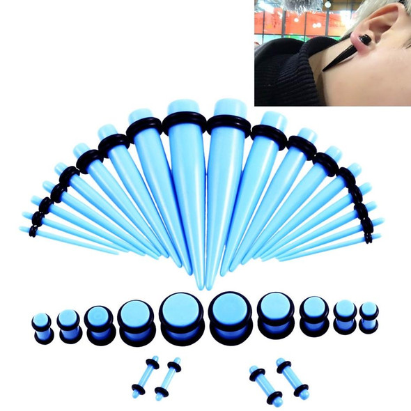 36PCS Unisex Acrylic Ear Expansion Ear Extender 14G-00G Accessories Set(Baby Blue)