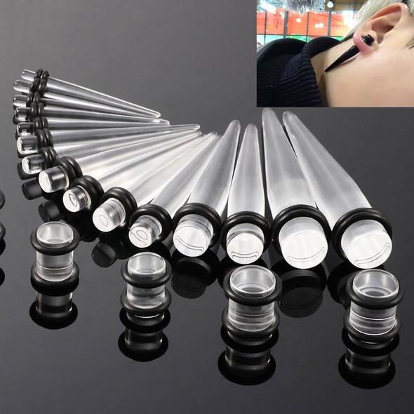 36PCS Unisex Acrylic Ear Expansion Ear Extender 14G-00G Accessories Set(Transparent)