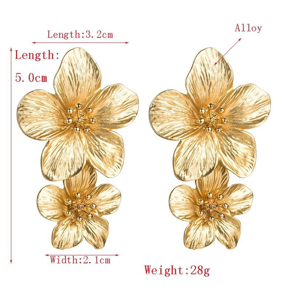 2 PCS Ladies Fashion Geometric Flower Earrings(Black)