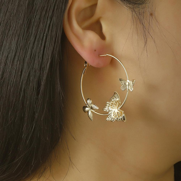 2 Pars Personality Butterfly Earrings S925 Silver Pin Earrings