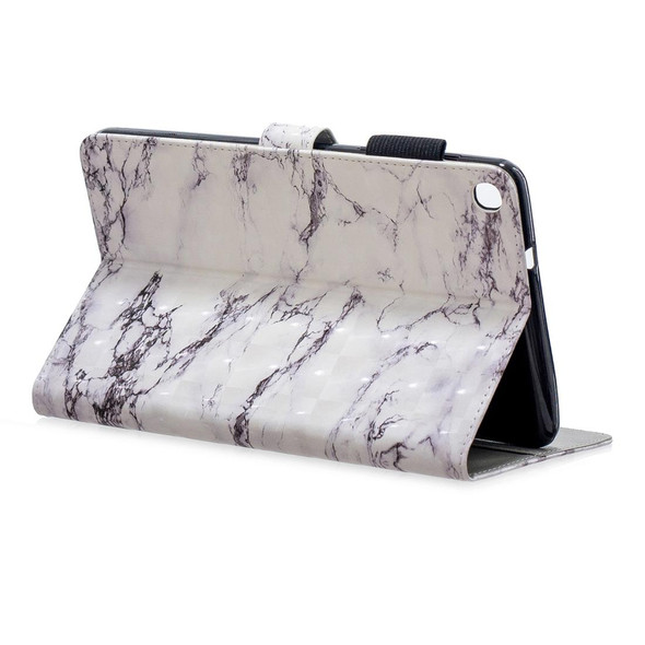 3D Horizontal Flip Leatherette Case with Holder & Card Slots For  Galaxy Tab A 8 (2019)(White Marble)