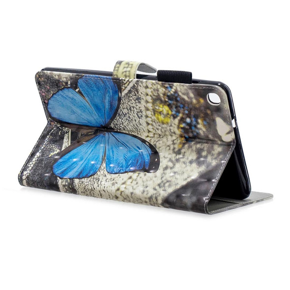3D Horizontal Flip Leatherette Case with Holder & Card Slots For  Galaxy Tab A 8 (2019)(Blue Butterfly)