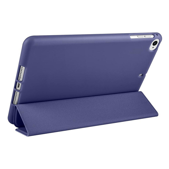 For iPad mini 5 / 4 / 3 / 2 / 1 3-folding TPU Horizontal Flip Leatherette Tablet Case with Holder(Dark Blue)