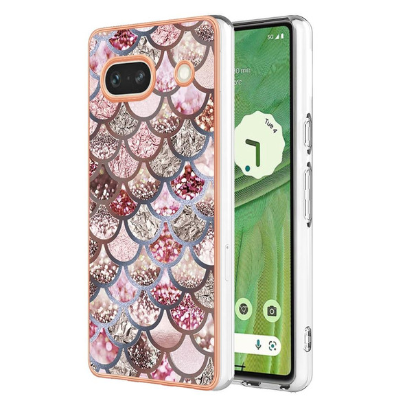 For Google Pixel 7a Electroplating IMD TPU Phone Case(Pink Scales)