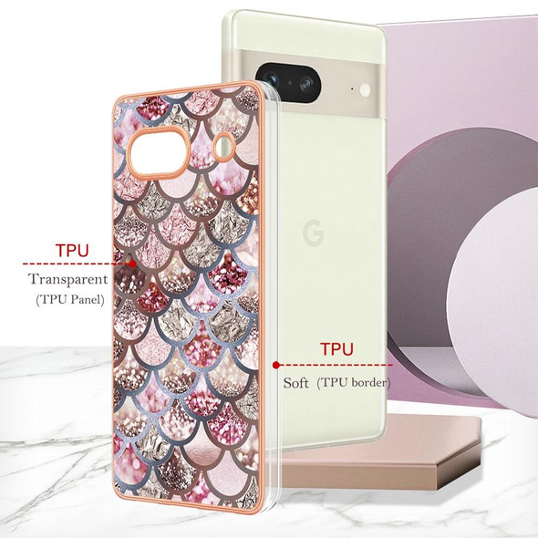 For Google Pixel 7a Electroplating IMD TPU Phone Case(Pink Scales)