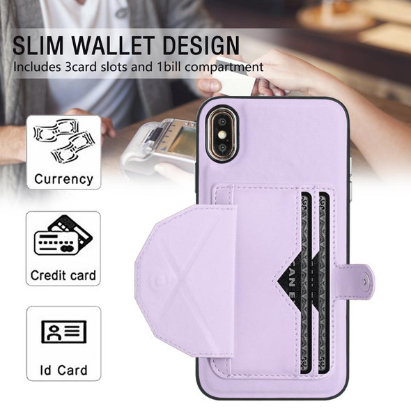 For iPhone XS Max Shockproof Leatherette Phone Case with Card Holder(Purple)