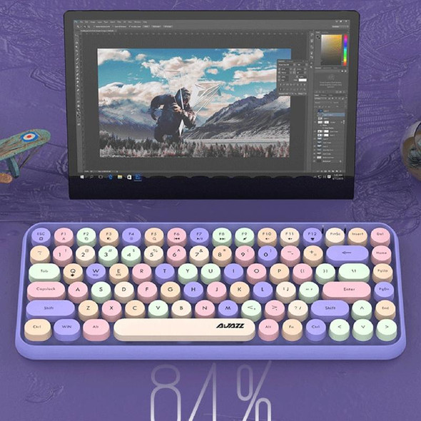 Ajazz 308I 84 Keys Tablet Computer Notebook Home Office Punk Bluetooth Keyboard(Milk Tea Color)