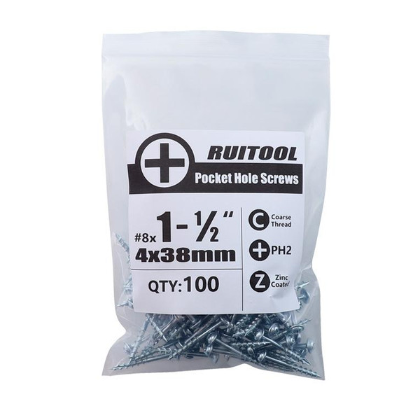 RUITOOL ST4 100pcs Woodworking Slant Hole Screws Half Tooth Self Tapping Phillips Bolt 38mm