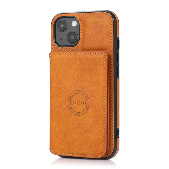 Calf Texture Magnetic Card Bag PU Shockproof Case with Holder & Card Slot - iPhone 13(Brown)