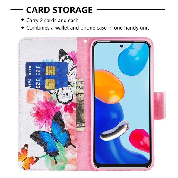 For Xiaomi Redmi Note 12S 4G / Note 11 Colored Drawing Pattern Leather Phone Case(Butterflies)
