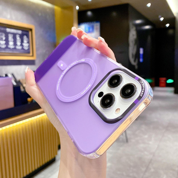 For iPhone 14 PC + TPU IMD MagSafe Magnetic Phone Case(Purple)