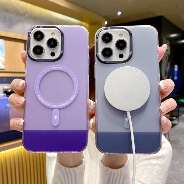 For iPhone 12 PC + TPU IMD MagSafe Magnetic Phone Case(Purple)