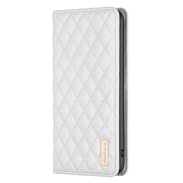 For Xiaomi Redmi Note 12S 4G / Note 11 Diamond Lattice Magnetic Leather Flip Phone Case(White)