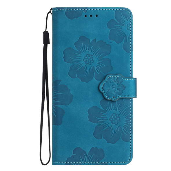 For Google Pixel 6 Flower Embossing Pattern Leatherette Phone Case(Blue)