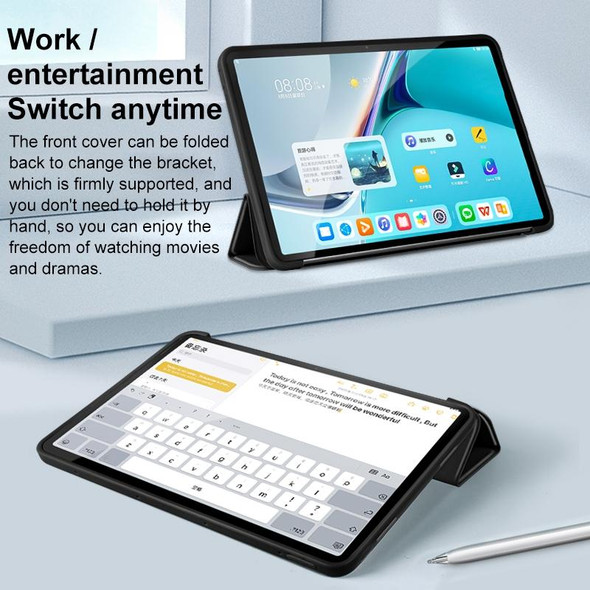 For Huawei Matepad 11 2021 3-fold Soft Smart Leatherette Tablet Case(Black)