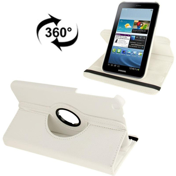 360 Degree Rotation Litchi Texture Leatherette Case with Holder for Galaxy Tab 3 (8.0) / T3110 / T3100 / T315(White)