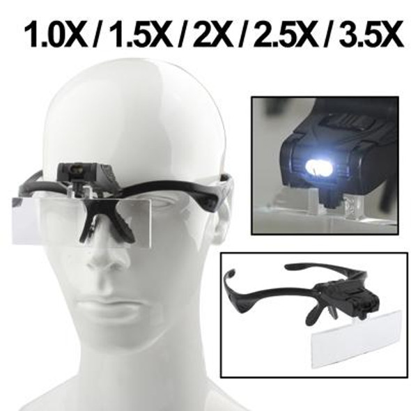 Multi-functional 1.0X / 1.5X / 2.0X / 2.5X / 3.5X Magnifier Glasses with 2-LED Lights, Random Color Delivery