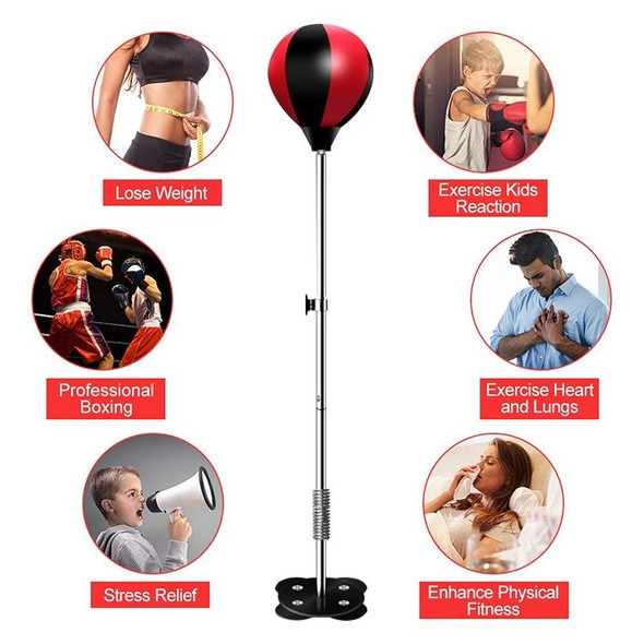Adult Suction Cup Version Height Adjustable Vertical PU Leatherette Vent Ball Boxing Speed Ball Family Fitness Equipment with Gloves(Red)
