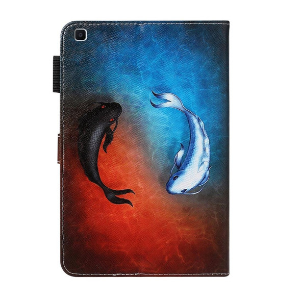 For Galaxy Tab A 8.0 (2019) T290 Cross Texture Painted Horizontal  Leatherette Case with Sleep / Wake-up Function & Card Slot & Holder & Wallet(Fish)
