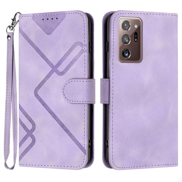 For Samsung Galaxy Note20 Ultra Line Pattern Skin Feel Leatherette Phone Case(Light Purple)
