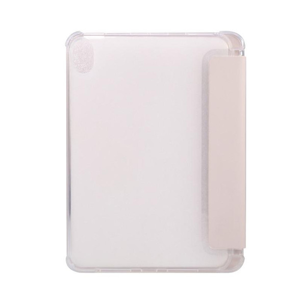 3-folding Electric Pressed Skin Texture Horizontal Flip Shockproof Transparent TPU + PU Leatherette Tablet Case with Holder& Pen Slot & Sleep / Wake-up Function - iPad mini 6(Light Pink)