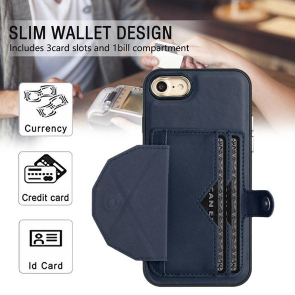 For iPhone SE 2022/SE 2020/6/7/8 Shockproof Leatherette Phone Case with Card Holder(Blue)