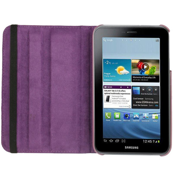 360 Degree Rotation Litchi Texture Leatherette Case with Holder for Galaxy Tab 3 (8.0) / T3110 / T3100 / T315(Purple)