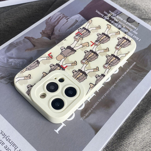 For iPhone XS Max Liquid Silicone Pedestrians Pattern Phone Case(Beige)