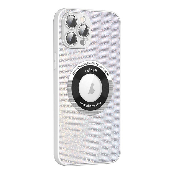 For iPhone 12 Pro Max Colorful Glitter Magnetic Magsafe TPU + PC Phone Case(White)