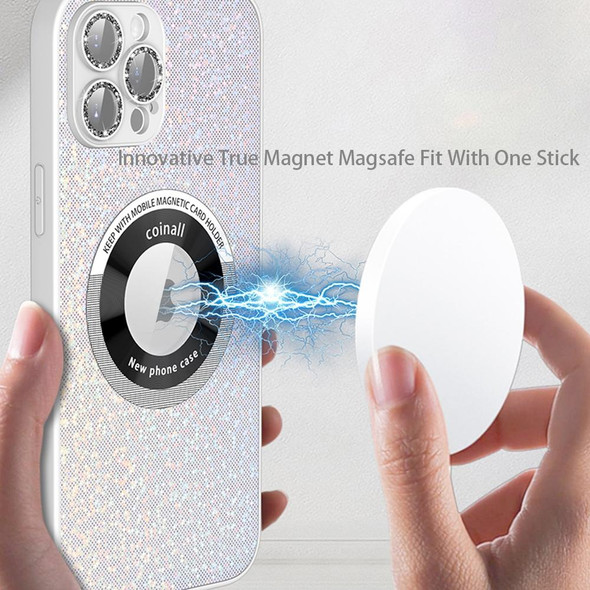 For iPhone 12 Pro Max Colorful Glitter Magnetic Magsafe TPU + PC Phone Case(White)