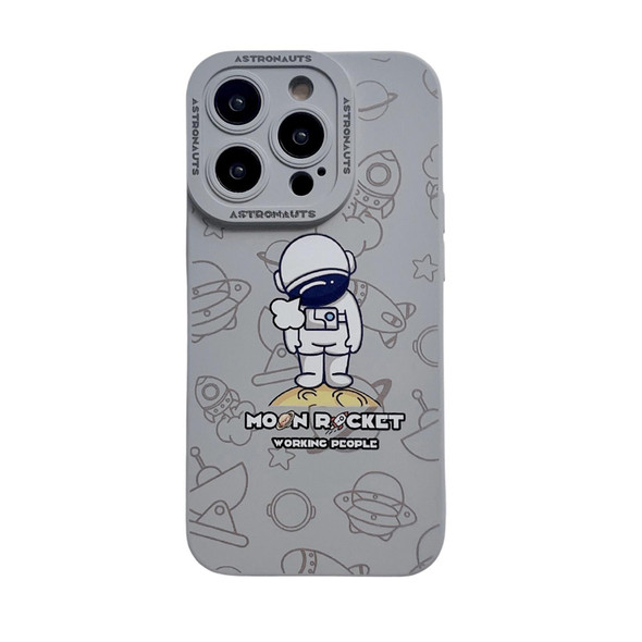For iPhone 11 Pro Max Liquid Silicone Astronaut Pattern Phone Case(Grey)