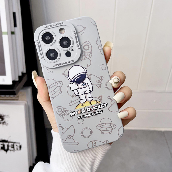 For iPhone 14 Liquid Silicone Astronaut Pattern Phone Case(Grey)