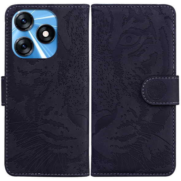 For Tecno Spark 10 / Spark 10C Tiger Embossing Pattern Flip Leatherette Phone Case(Black)