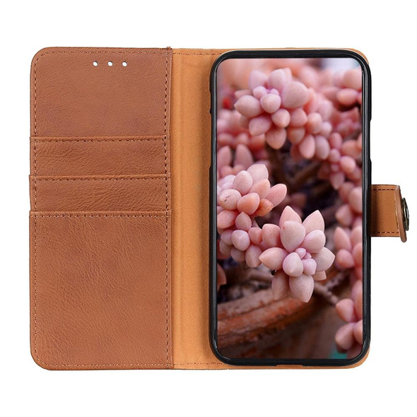 For Nokia C02 KHAZNEH Cowhide Texture Flip Leatherette Phone Case(Brown)